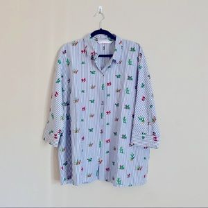 Zara cactus stripe poplin shirt